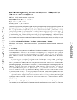 PAIGE: Examining Learning Outcomes and Experiences with Personalized
  AI-Generated Educational Podcasts