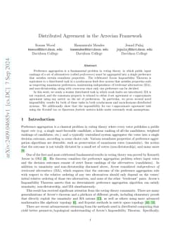 Distributed Agreement in the Arrovian Framework