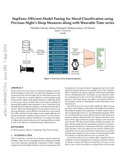 NapTune: Efficient Model Tuning for Mood Classification using Previous
  Night's Sleep Measures along with Wearable Time-series