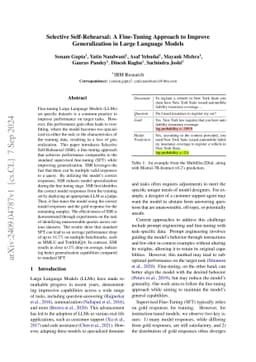 Selective Self-Rehearsal: A Fine-Tuning Approach to Improve
  Generalization in Large Language Models