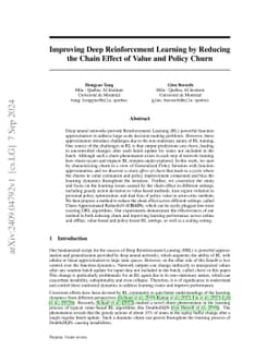 Improving Deep Reinforcement Learning by Reducing the Chain Effect of
  Value and Policy Churn