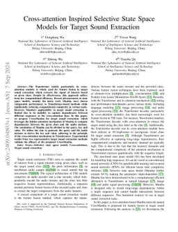 Cross-attention Inspired Selective State Space Models for Target Sound
  Extraction
