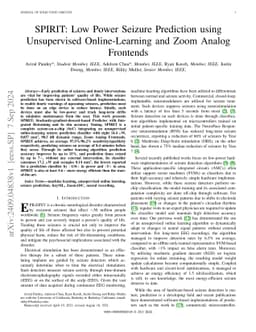 SPIRIT: Low Power Seizure Prediction using Unsupervised Online-Learning
  and Zoom Analog Frontends