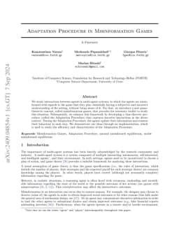Adaptation Procedure in Misinformation Games
