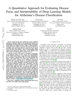 A Quantitative Approach for Evaluating Disease Focus and
  Interpretability of Deep Learning Models for Alzheimer's Disease
  Classification