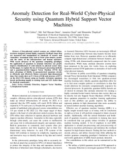 Anomaly Detection for Real-World Cyber-Physical Security using Quantum
  Hybrid Support Vector Machines