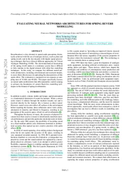 Evaluating Neural Networks Architectures for Spring Reverb Modelling