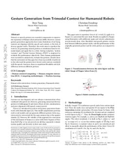 Gesture Generation from Trimodal Context for Humanoid Robots