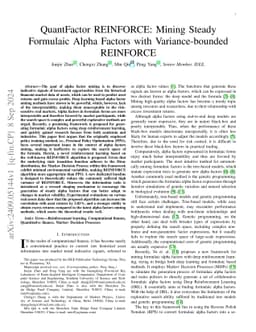 QuantFactor REINFORCE: Mining Steady Formulaic Alpha Factors with
  Variance-bounded REINFORCE