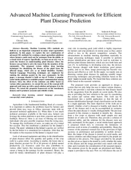 Advanced Machine Learning Framework for Efficient Plant Disease
  Prediction