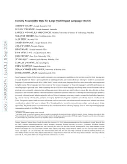 Socially Responsible Data for Large Multilingual Language Models