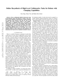 Online Resynthesis of High-Level Collaborative Tasks for Robots with
  Changing Capabilities