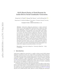 KAN-Based Fusion of Dual-Domain for Audio-Driven Facial Landmarks
  Generation
