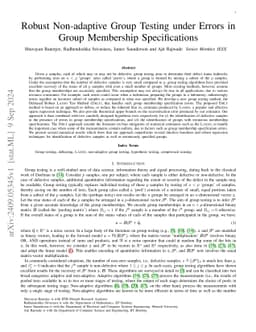 Robust Non-adaptive Group Testing under Errors in Group Membership
  Specifications