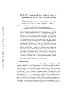 KRONC: Keypoint-based Robust Camera Optimization for 3D Car
  Reconstruction