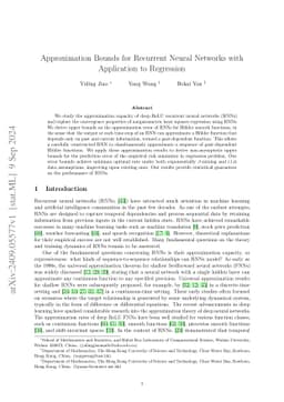 Approximation Bounds for Recurrent Neural Networks with Application to
  Regression