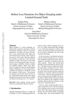 Robust Loss Functions for Object Grasping under Limited Ground Truth
