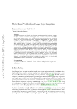 Model Input Verification of Large Scale Simulations