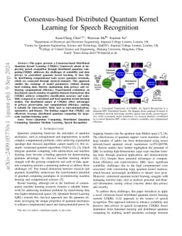 Consensus-based Distributed Quantum Kernel Learning for Speech
  Recognition