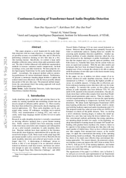 Continuous Learning of Transformer-based Audio Deepfake Detection