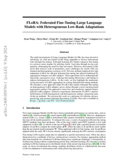 FLoRA: Federated Fine-Tuning Large Language Models with Heterogeneous
  Low-Rank Adaptations