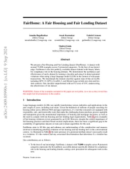 FairHome: A Fair Housing and Fair Lending Dataset