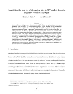 Identifying the sources of ideological bias in GPT models through
  linguistic variation in output