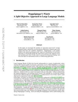 Doppelgänger's Watch: A Split Objective Approach to Large Language
  Models