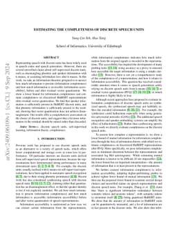Estimating the Completeness of Discrete Speech Units