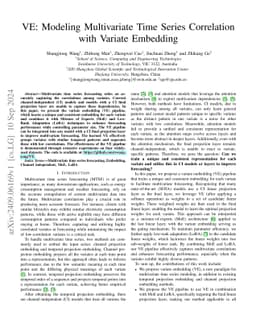 VE: Modeling Multivariate Time Series Correlation with Variate Embedding