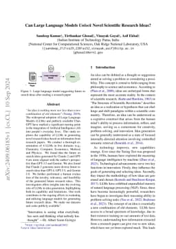 Can Large Language Models Unlock Novel Scientific Research Ideas?