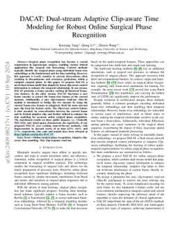 DACAT: Dual-stream Adaptive Clip-aware Time Modeling for Robust Online
  Surgical Phase Recognition