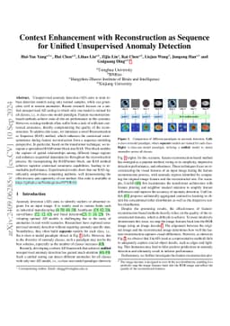 Context Enhancement with Reconstruction as Sequence for Unified
  Unsupervised Anomaly Detection