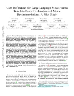 User Preferences for Large Language Model versus Template-Based
  Explanations of Movie Recommendations: A Pilot Study