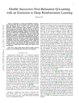 Double Successive Over-Relaxation Q-Learning with an Extension to Deep Reinforcement Learning