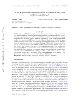 What happens to diffusion model likelihood when your model is
  conditional?