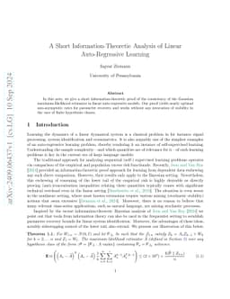 A Short Information-Theoretic Analysis of Linear Auto-Regressive
  Learning