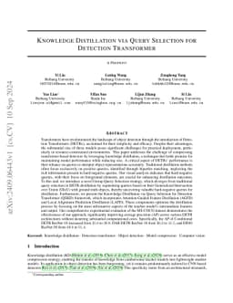 Knowledge Distillation via Query Selection for Detection Transformer
