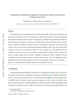 A Machine Learning Based Approach for Statistical Analysis of Detonation
  Cells from Soot Foils