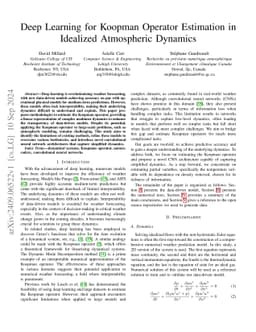 Deep Learning for Koopman Operator Estimation in Idealized Atmospheric
  Dynamics