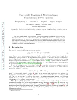 Functionally Constrained Algorithm Solves Convex Simple Bilevel Problems