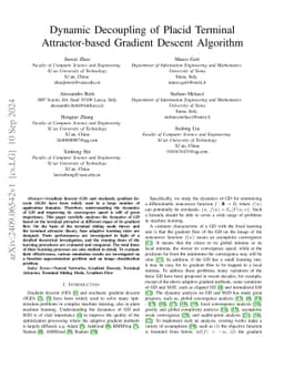 Dynamic Decoupling of Placid Terminal Attractor-based Gradient Descent
  Algorithm