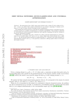 Deep Neural Networks: Multi-Classification and Universal Approximation