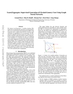 Learn2Aggregate: Supervised Generation of Chvátal-Gomory Cuts Using
  Graph Neural Networks