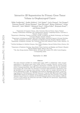 Interactive 3D Segmentation for Primary Gross Tumor Volume in
  Oropharyngeal Cancer