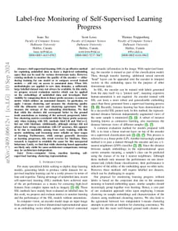 Label-free Monitoring of Self-Supervised Learning Progress