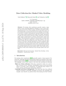 Data Collection-free Masked Video Modeling