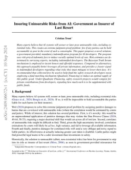 Insuring Uninsurable Risks from AI: The State as Insurer of Last Resort