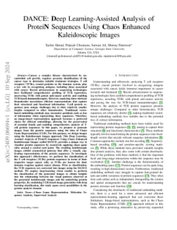 DANCE: Deep Learning-Assisted Analysis of Protein Sequences Using Chaos
  Enhanced Kaleidoscopic Images