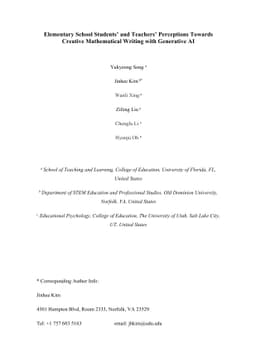 Elementary School Students' and Teachers' Perceptions Towards Creative
  Mathematical Writing with Generative AI